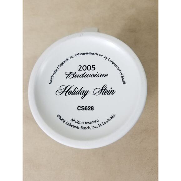 Budweiser Beer Stein Mug Holiday 2005 Handcrafted Brazil 7" Ceramarte Vintage - Picture 11 of 12